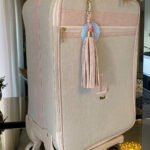 Mala de Rodinhas 360º - Linho bege cru com rosê