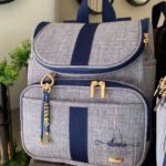 Mochila 2 em 1 - Linho cinza + Azul marinho