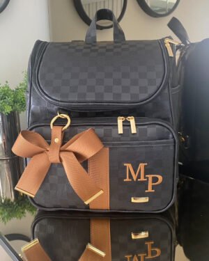 Mochila 2 em 1 – Preto LV + Caramelo