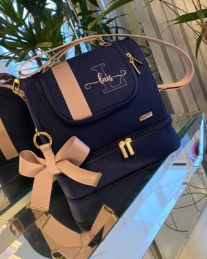 Frasqueira Térmica Paris – Linho Azul Marinho + Rosê