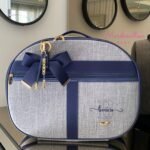 Mala Maternidade Clássica - Linho cinza + azul marinho