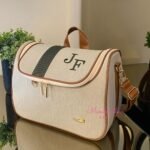 Frasqueira Luna - Linho bege cru + Caramelo + Verde