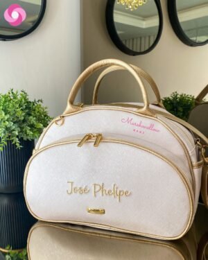 Bolsa Clássica M – Pérola + Dourado