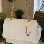 Bolsa Vegas - Linho bege cru com caramelo