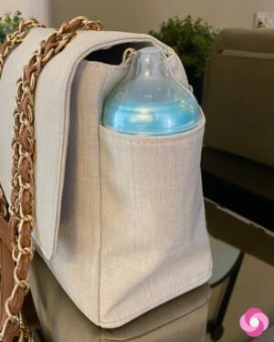 Bolsa Vegas – Linho bege cru com caramelo