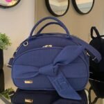 Bolsa Clássica M - Laço de Fita - Azul Marinho