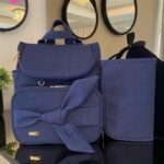 Mochila 2 em 1 - Coleção Laço de Fita - Linho Azul Marinho