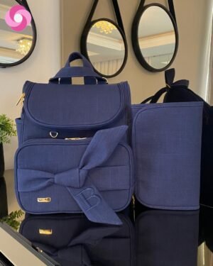 Mochila 2 em 1 – Coleção Laço de Fita – Linho Azul Marinho
