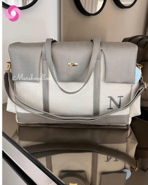 Bolsa Milano – Linho Bege cru com Cinza