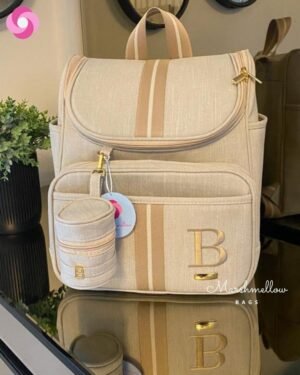 Mochila 2 em 1 – Bege Cru com fita bege