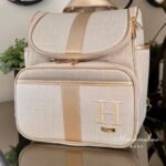 Mochila 2 em 1 - Bege Cru com Dourado