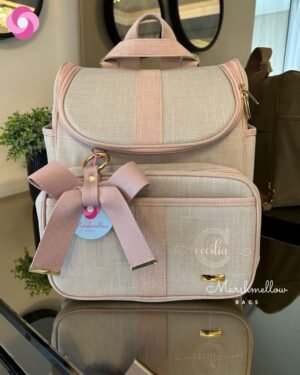 Mochila 2 em 1 – Bege Cru com Rosê